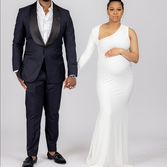 Club l London Dresses & Skirts - White Long Maternity dress